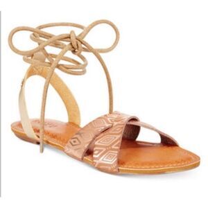 Roxy Tel Aviv Open Toe Gladiator Sandals In Gold & Tan